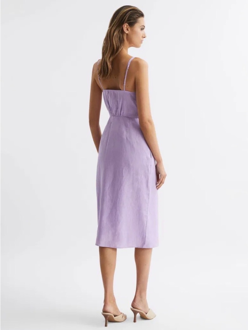 LAST WEEK! FINAL MARKDOWN! Reiss Esme Lilac Wrap Midi Dress - Picture 2 of 9